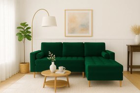 Narożnik prawy rozkładany Monza 246x172 cm z funkcją spania -butelkowa zieleń Monolith 37