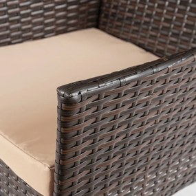 Zestaw Mebli Ogrodowych MORADO Stół i 4x Krzesło Brązowy/Beżowy Technorattan Nowoczesny