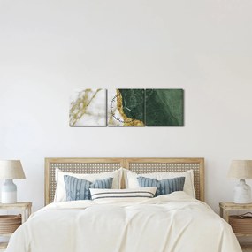 Obraz - Zielony marmur N⁰3 (z zegarem) (90x30 cm)