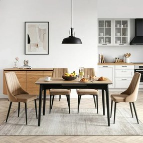 Stół Rozkładany Prostokątny SAMER 120-160 cm Ceramiczny Dąb/Czarny Nowoczesny