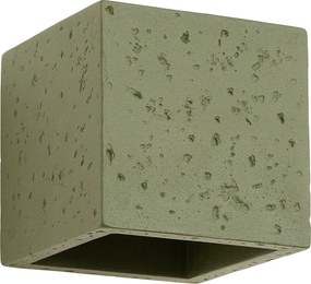 Lampa ścienna industrialny Quad, beton - 1 źródło - L.10 x H.10 cm - zielony oliwkowy