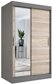 Szafa przesuwna 120 cm antracyt + dąb sonoma - Ebia 3X
