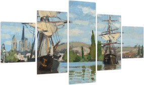 Obraz - Claude Monet, Ships Riding on the Seine at Rouen, reprodukcje (125x70 cm)