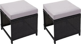Taboret MCW-G16 (zestaw 2 szt.),  czarne, poduszki jasnoszare