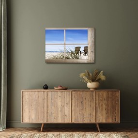 Obraz - Okno z widokiem na plażę (70x50 cm)