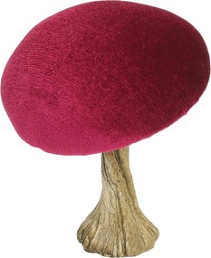 Dekoracja Velvet Mushroom 10 cm ruby