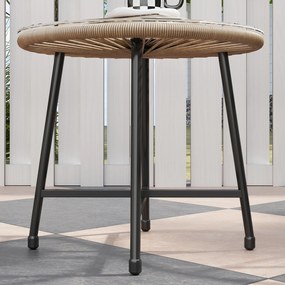 Outsunny 3-częściowy zestaw mebli ogrodowych, 2 krzesła z polirattanu, 1 stolik ze szklanym blatem, stalowa rama, Meble ogrodowe, Jasnobrązowy