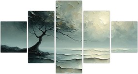 Obraz - Obraz olejny przedstawiający drzewo z oceanem (125x70 cm)