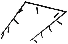 Nowoczesny system oświetlenia szynowego Slimline Uzzy z 10 czarnymi reflektorami jednofazowymi