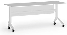Mobilny stół PRIMO MOVE, 180x60 cm, biała podstawa, szary