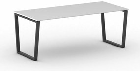 Biurko PRIMO IMPRESS, 200x90 cm, czarna podstawa, biały