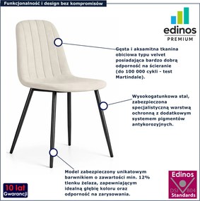 Kremowe welurowe krzesło pikowane A9-Z47