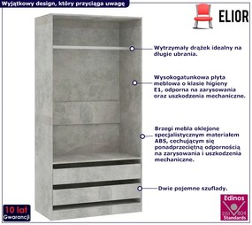 Minimalistyczna szafa bez drzwiczek beton - Dikom 3X