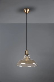 Metalowa lampa wisząca w kolorze mosiądzu ze szklanym kloszem ø 28 cm Aldo – Reality