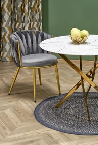 Okrągły stół z marmurowym blatem Raymond 2 na złotych nogach