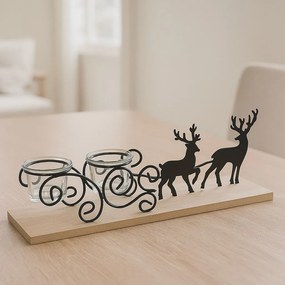 Metalowy świecznik na tealight, renifery, 45 cm