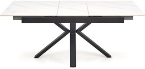 Stół rozkładany PLATAN 140(180)x85 biały marmur/czarny HALMAR