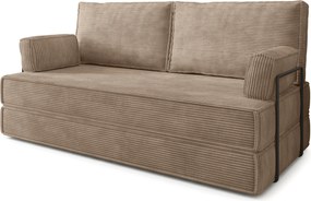 Masseno Sofa piankowa SILAR z funkcją spania, Kanapa z pianki do salonu, Bezmontażowa, Tkanina sztruksowa – Beżowy POSO 02