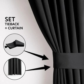 Czarna zaciemniająca zasłona termiczna 140x270 cm Pleat – Restilo