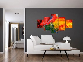Obraz - Niebieska abstrakcja za pomocą pędzla (125x70 cm)