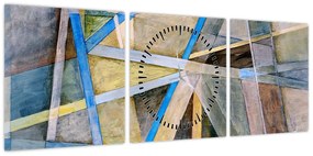 Obraz - Abstrakcja (z zegarem) (90x30 cm)