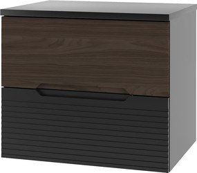 Zestaw Łazienkowy 60cm Szafka z Blatem Czarny Mat / Orzech Avella