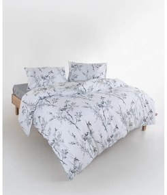 Biało-szara pościel dwuosobowa z bawełny renforcé 240x220 cm White Floral – Mila Home Luxury