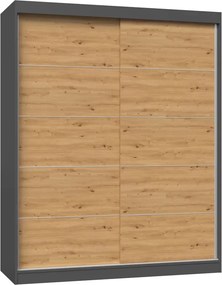 Garderoba z drzwiami przesuwnymi dąb artisan antracyt 160 cm M2-M37