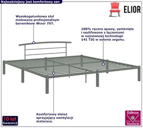 Szare metalowe łóżko małżeńskie 200x200 cm Beril 18X