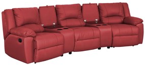 Kanapa 3 osobowa i 2 osobowa z funkcją relax z czerwonej skóry bydlęcej - AROMA