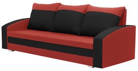 Kanapa sofa 3 os z funkcją spania KING Czerwony/Czarny