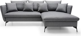 Masseno Narożnik FERRO z funkcją spania i pojemnikiem na pościel Narozniki L, Rozkładana sofa - Grafitowy, SOLID 99