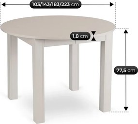 Zestaw Stół Okrągły Rozkładany JAMES 103-223 cm Kaszmir i 4 Krzesła NAYA Beżowe