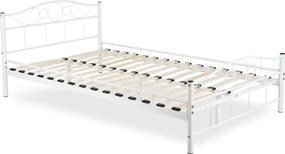 Łóżko Metalowe Jednoosobowe 120x200 cm ze Stelażem GRIFFIN Metalowe Białe