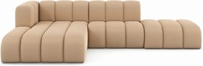Narożnik w kształcie L z pufą Grand Mini, tkanina Salvador, Beżowy, Lewy