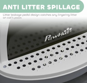 PawHut Kuweta z pokrywą kuweta dla kota z szufelką wysuwaną szufladą pedałem wejściowym dla kotów do 5 kg 40,5x52x39 cm Szara | Aosom PL