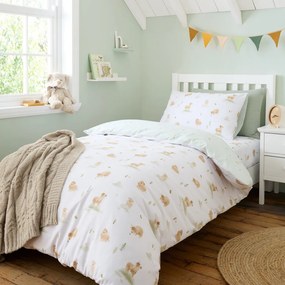 Biało-zielona bawełniana pościel dziecięca dwuosobowa 200x200 cm Mini Moo Cow – Bianca