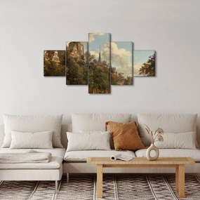 Obraz - Jan van der Heyden, View Down a Dutch Canal, reprodukcje (125x70 cm)