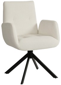 HOMCOM Fotel tapicerowany, fotel akcentowy, nowoczesny design, obrotowy, do 120 kg, kremowo-biały