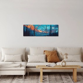 Obraz - Kemping w górach (z zegarem) (90x30 cm)