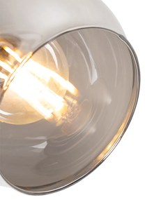 Plafon / Reflektorek / Spot / Spotow / Lampy sufitowe czarny 44,5 cm z przydymionym szkłem i drewnem 3-źródła światła - Vidro Nowoczesny Oswietlenie wewnetrzne