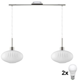 Lampa wisząca LED na przewodzie HARMA 2xE27/60W/230V matowy chrom/biały