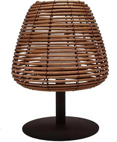 Bezprzewodowa lampa stołowa LED STANDY MINI BOHEME 25 cm, klosz z naturalnego rattanu, regulowana intensywność, IP44, czas pracy 8h