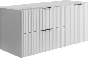 Wandhängender Badezimmerschrank, weiß / Arbeitsplatte aus weißem Marmor (MDF), 120 x 57 x 46 cm