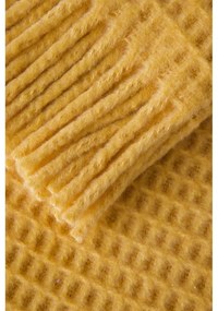 Żółty pled Euromant Waffle, 140x180 cm