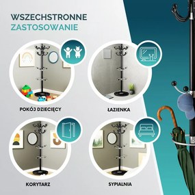 Wieszak stojący TENZY z marmurową podstawą, 37x173 cm, czarny Casaria