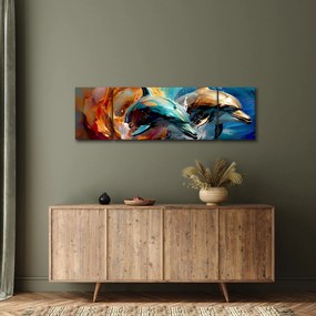 Obraz - Malowanie delfinów (170x50 cm)