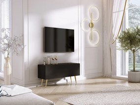 Szafka RTV: Czarny mat, złote nogi, 100 x 52 x 32 cm