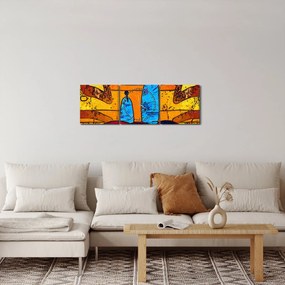 Obraz - Malarstwo starożytne (z zegarem) (90x30 cm)