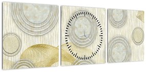 Obraz - Abstrakcja, marmurowe kręgi (z zegarem) (90x30 cm)